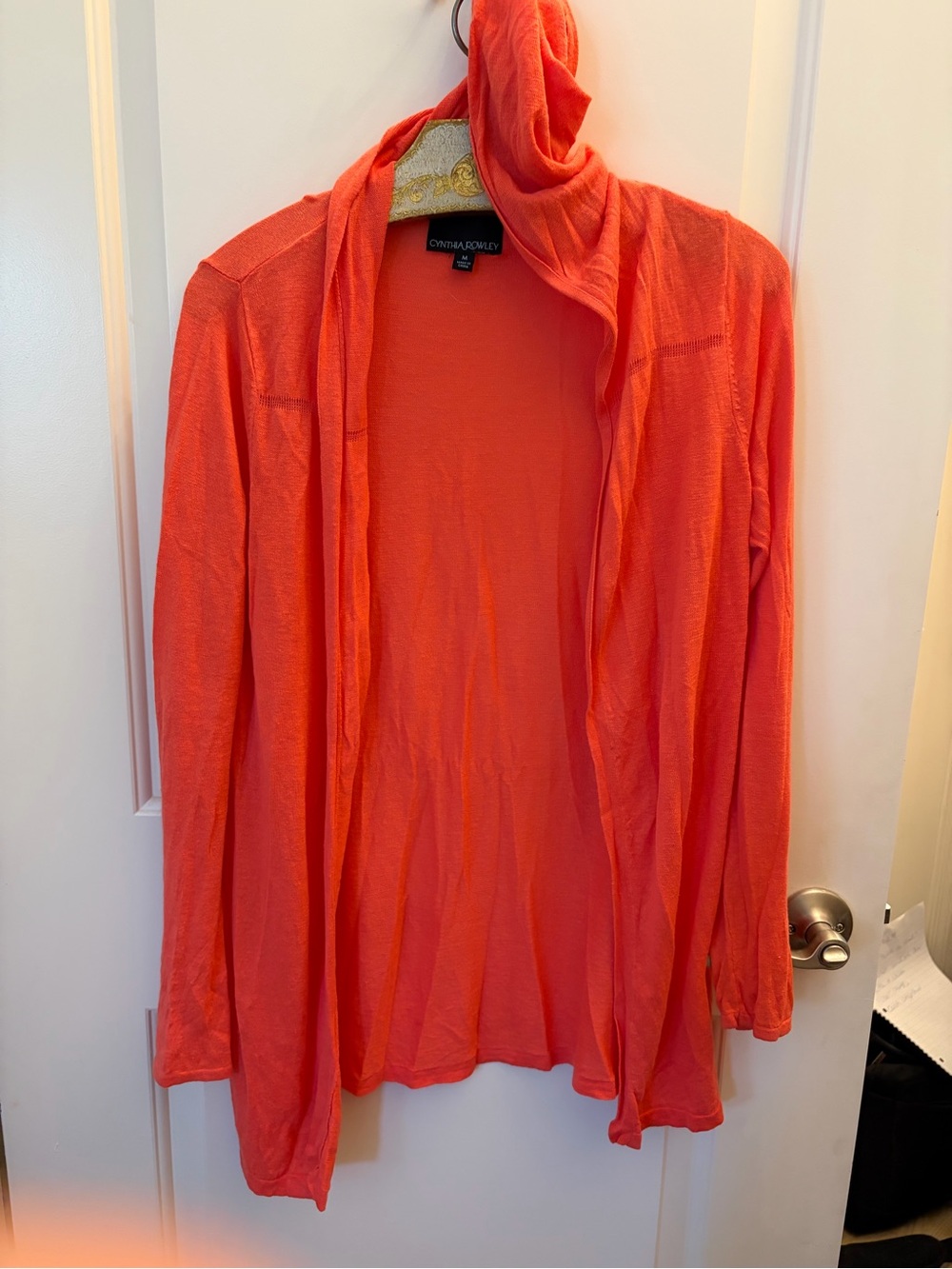 Cynthia Rowley Bright Coral Knit Hoodie Cardigan